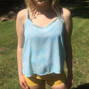 Blue and white floral Hollister top